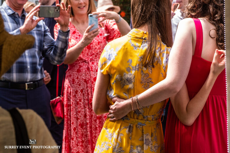 Garden party celebration - documentary wedding photographer in Surrey