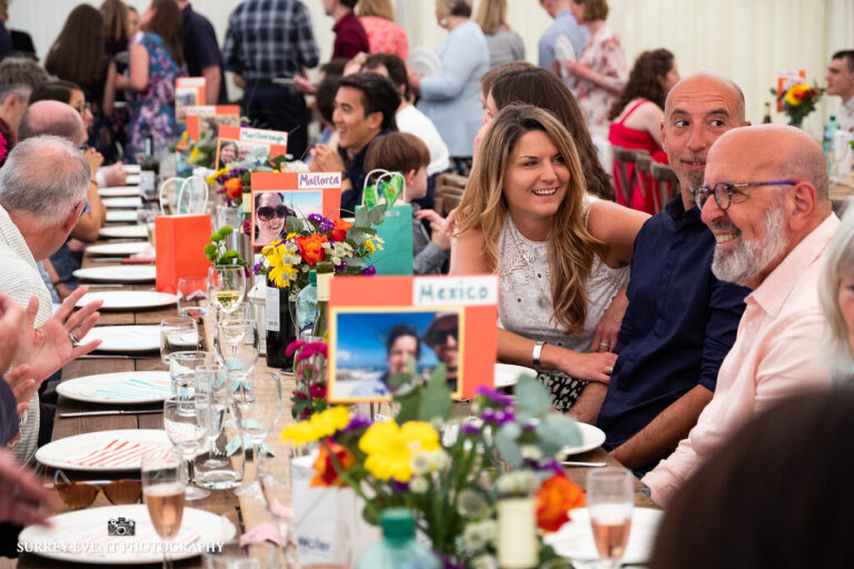 Garden party celebration - documentary wedding photographer in Surrey